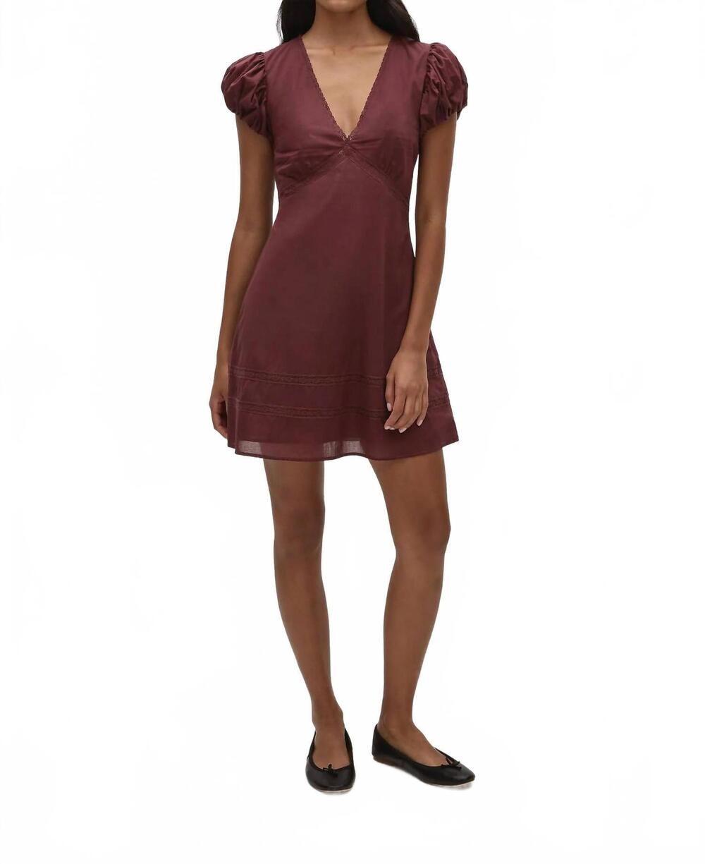 NEW FAITHFULL THE BRAND ulla mini dress in bordeaux